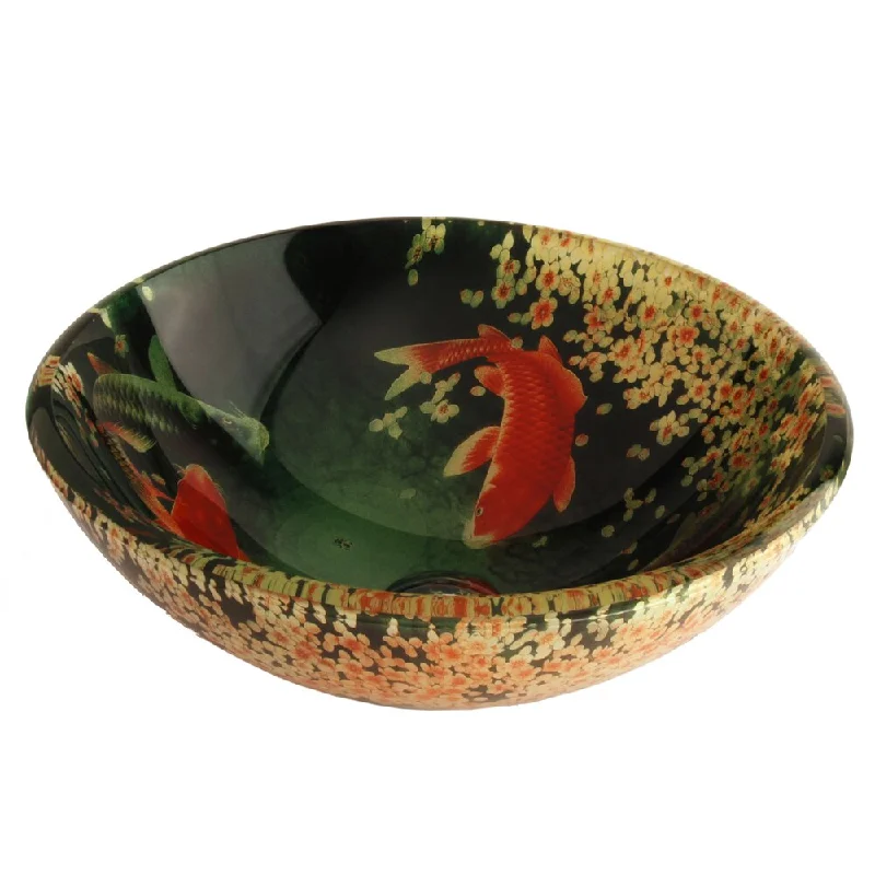 Fontaine Koi and Lily Pond Glass Vessel Bathroom Sink