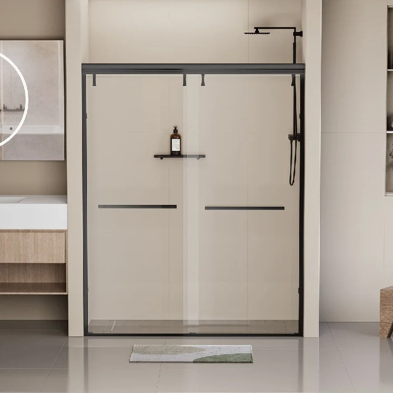 Frameless Double Sliding Tempered Glass Shower Door