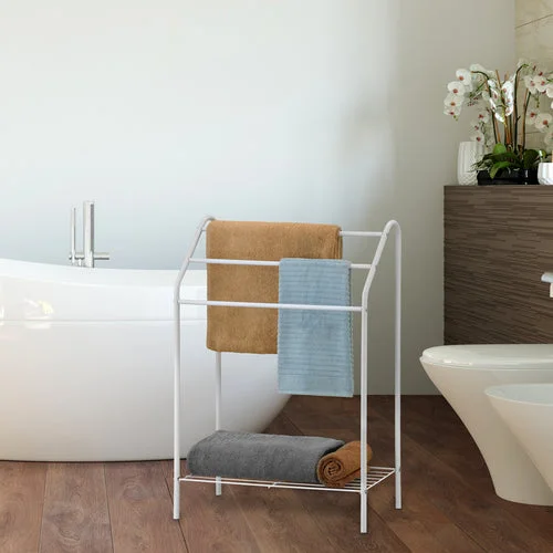 Freestanding White Metal 3 Tier Towel Rack