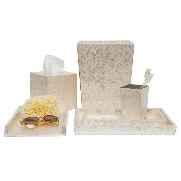 Handa Herringbone Capiz Bathroom Accessories (Pearlized)