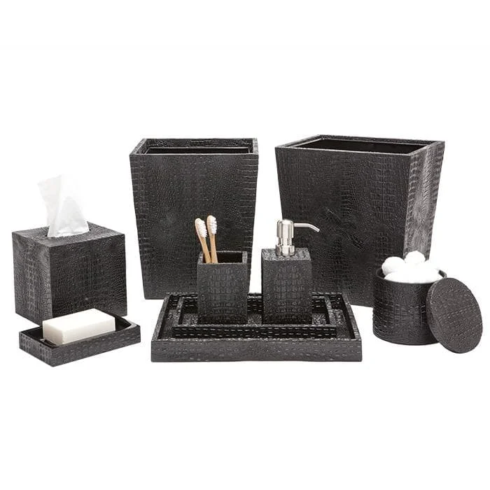 Hawen Faux Crocodile Bathroom Accessories (Black)