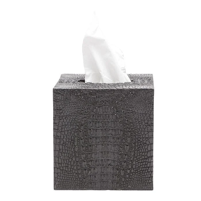 Hawen Faux Crocodile Tissue Box - Black