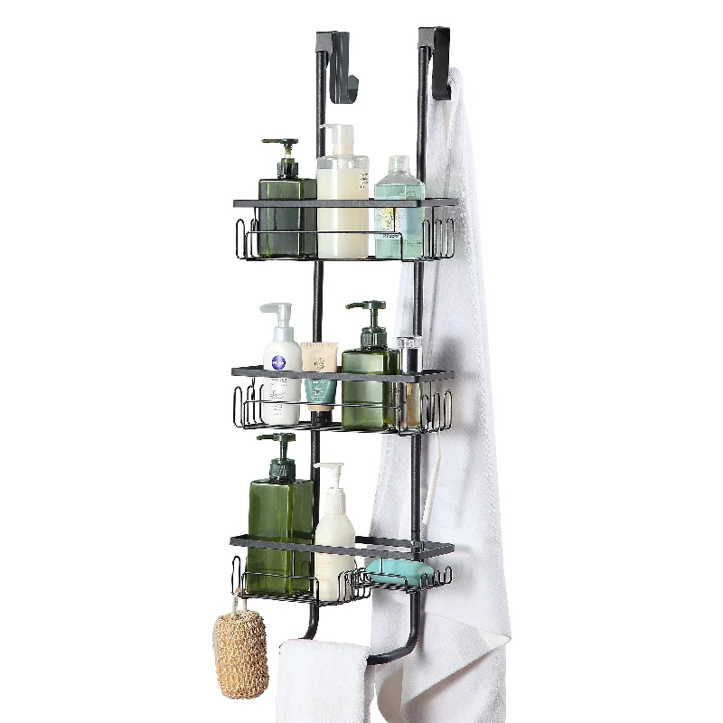 Classic Metal Bathroom Shower Caddy, 3-Tier Over Door Hanging Storage Organizer Basket