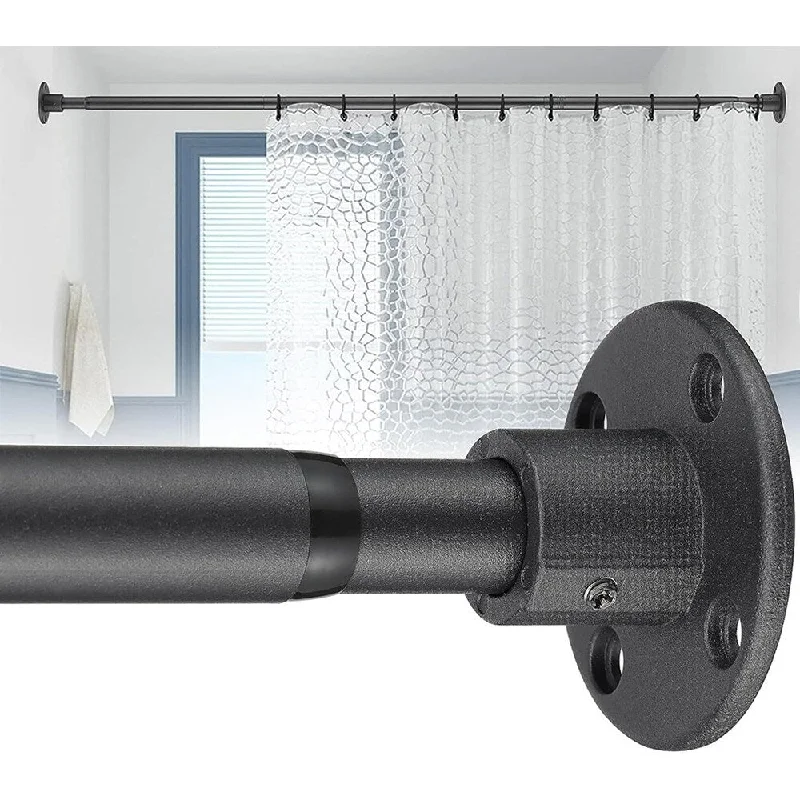 Industrial Shower Curtain Rod,28 to 76"Adjustable Shower Pole - Black