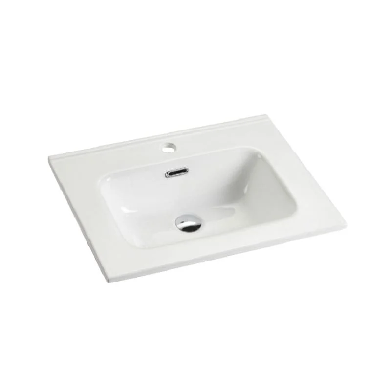 Integrated Ceramic Basin with 1 Predrilled Faucet Hole