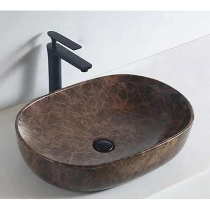 Jorford Ceramic Above Counter Basin Oval Brown 590 x 410 x 145mm