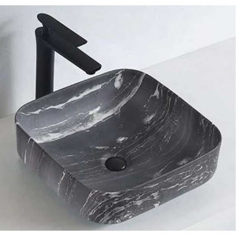 Jorford Ceramic Above Counter Basin Sq Black 395 x 395 x 140mm