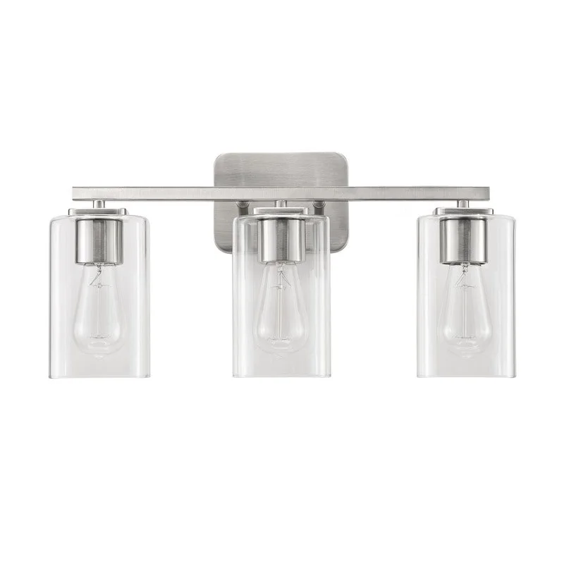 KAWOTI 3 Light Bathroom Vanity Light with Rectangular Glass Shade