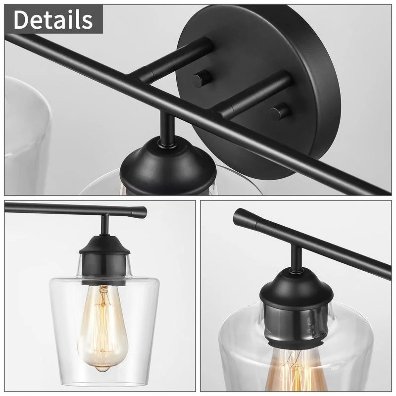 KAWOTI 3-Light Dimmable Bathroom Vanity Light with Glass Shade - L22" x W7" x H10.5"