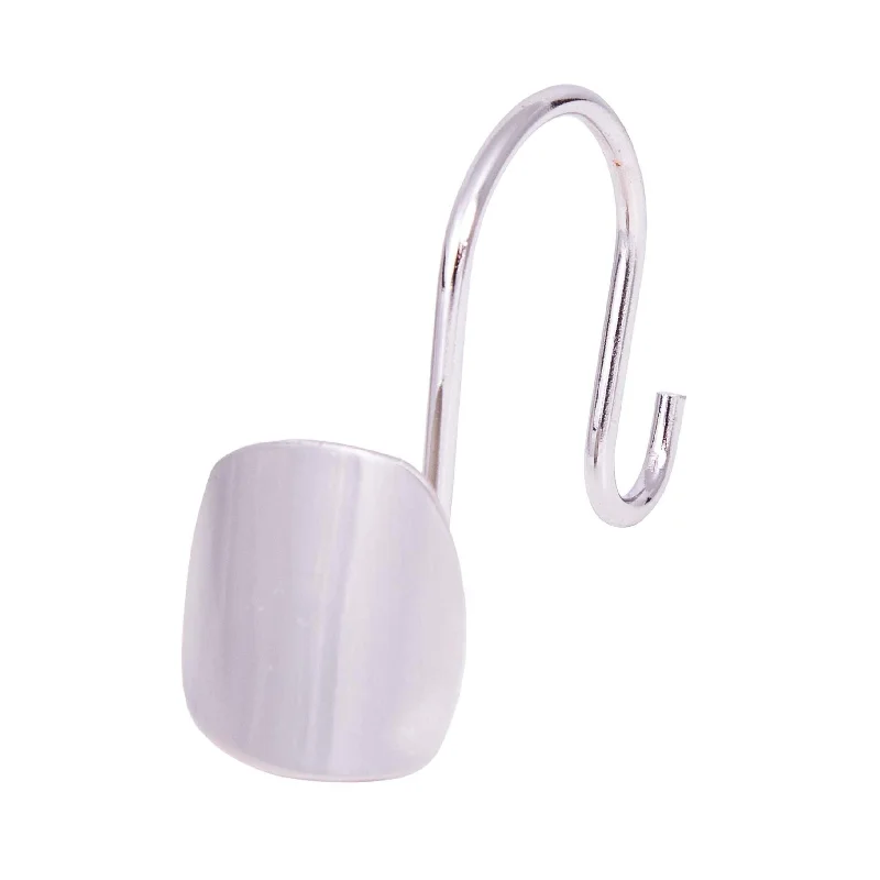 Kenney Abstract Double Decorative Shower Curtain Hooks, Set of 12 - Brushed Nickel