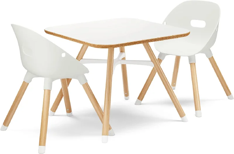 Kids Table and Chairs Set - Sustainable Wood Table with 2 Non-Toxic Bucket Seats