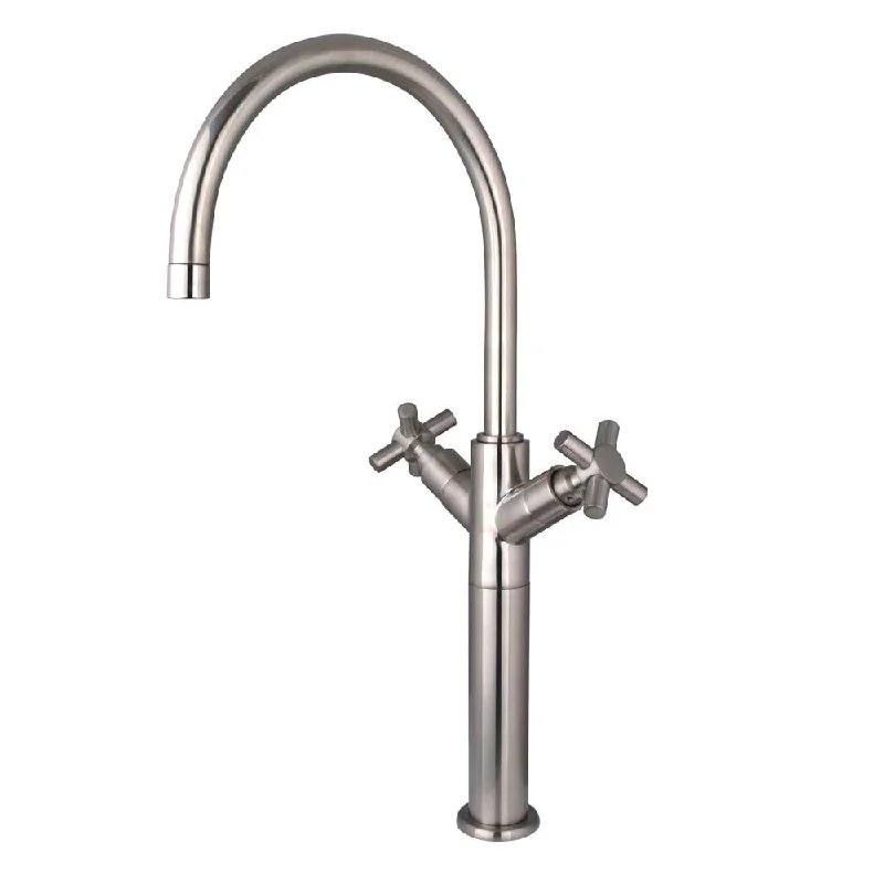 Kingston Brass Concord Satin Nickel Cross Handle Vessel Sink Faucet KS8068JX