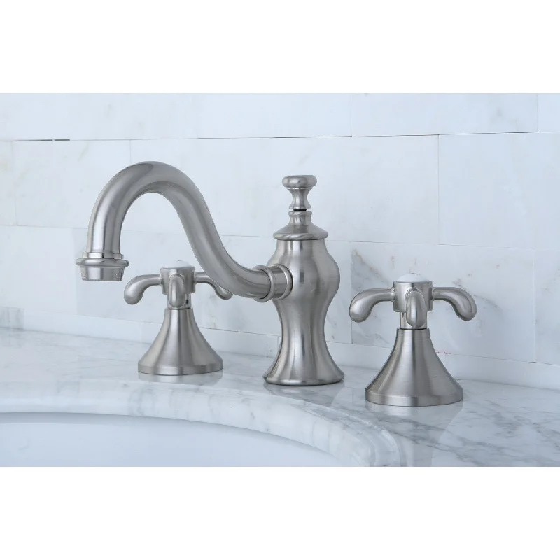 Kingston Satin Nickel French Country 8" Widespread Bathroom Faucet KS7168TX