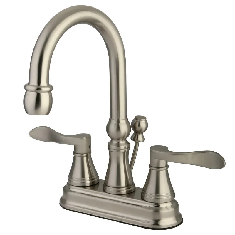 Kingston Satin Nickel NuFrench 4" centerset Bathroom faucet w/ drain KS2618DFL