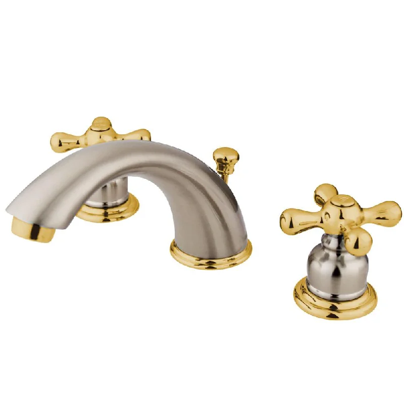 Kingston Satin Nickel / Polished Brass 2 Hdl Widespread Bathroom Faucet KB979X