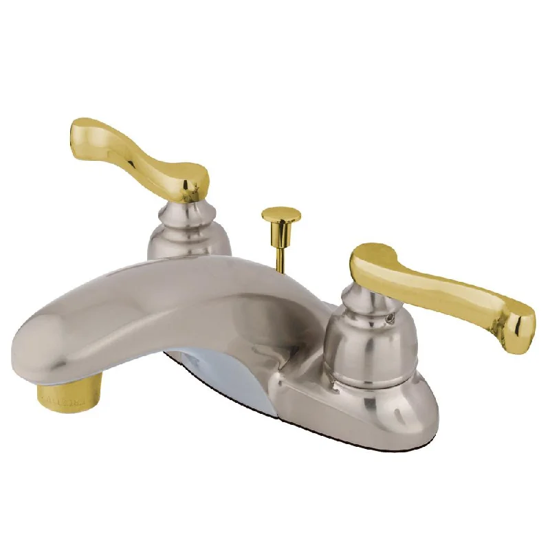 Kingston Satin Nickel / Polished Brass Centerset Bathroom Faucet KB8629FL