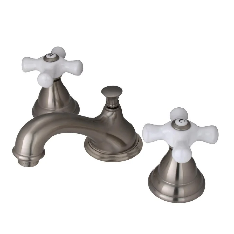 Kingston Satin Nickel Royale 2 Hdl Widespread Bathroom Faucet w pop-up KS5568PX