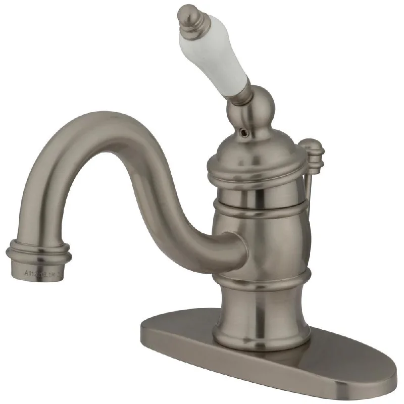 Kingston Satin Nickel Single Handle 4" Centerset Bathroom Faucet KB3408PL