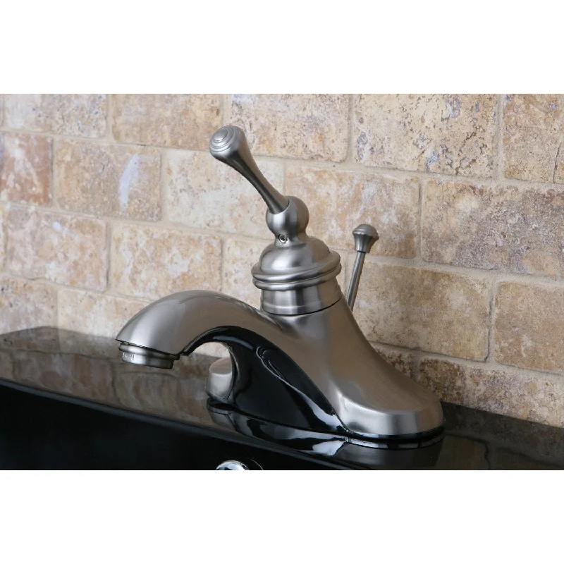 Kingston Satin Nickel Single Handle 4" Centerset Bathroom Faucet KB3548BL