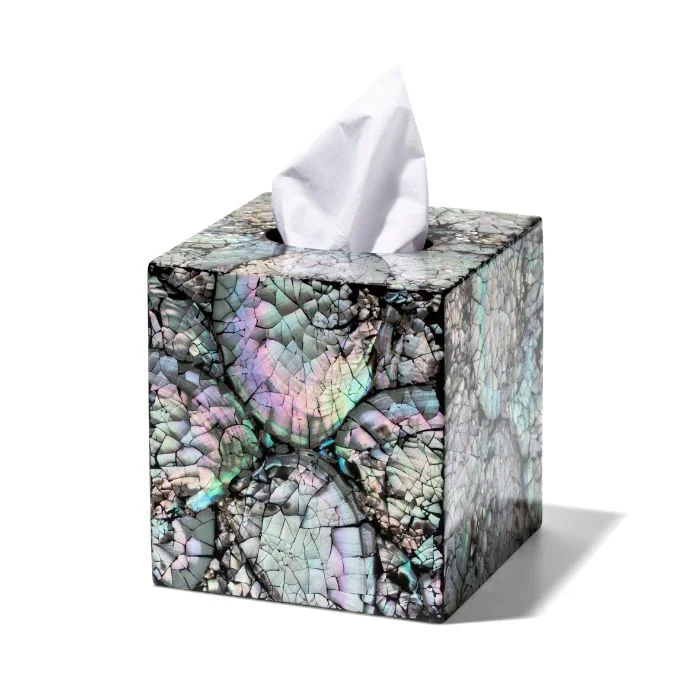 Ladorada Black Mother of Pearl Tissue Box Cover