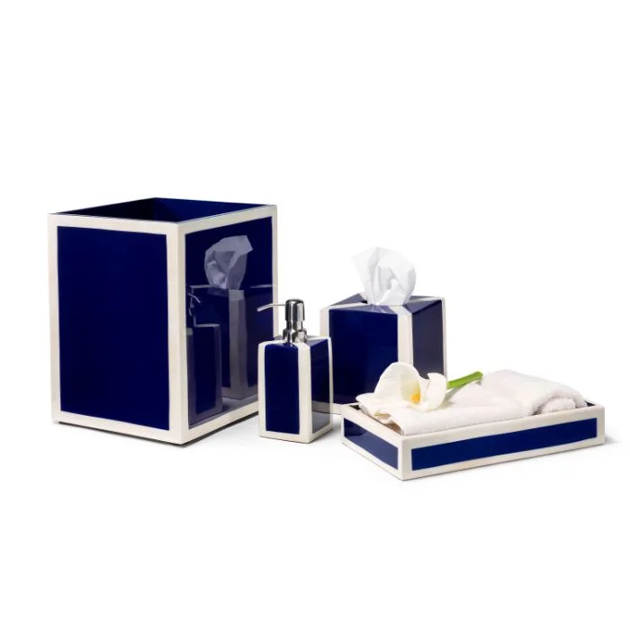 Ladorada Ink Blue Natural Bone and Wood Bathroom Accessories