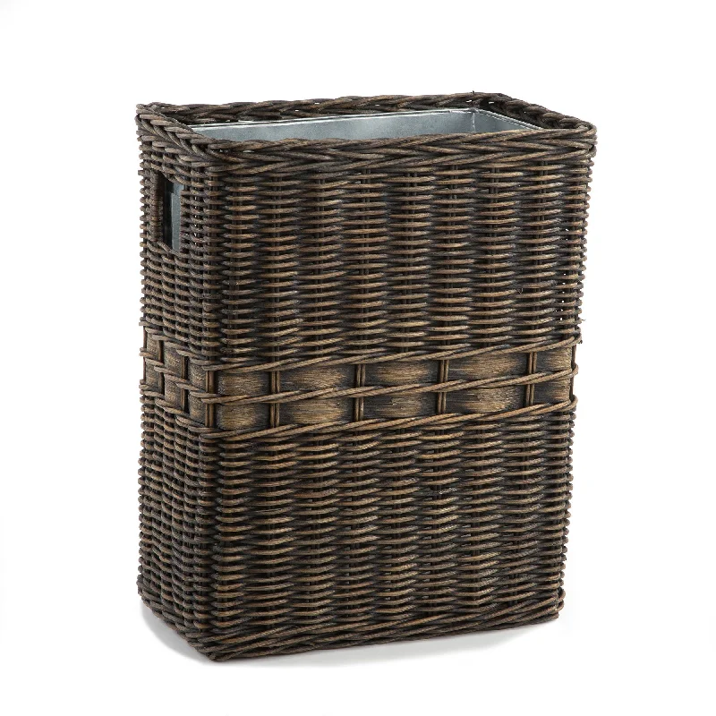 Large Wicker Waste Basket with Metal Liner