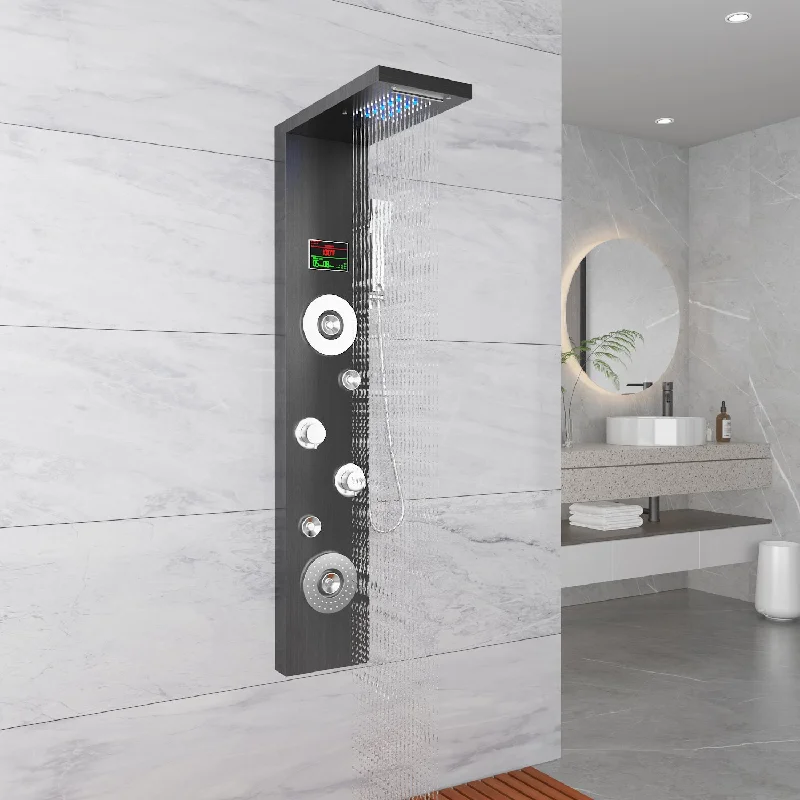 LED Shower Panel Head Rain Massage System and Spout