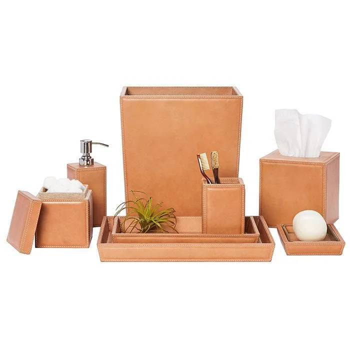 Lorient Aged Camel Full-Grain Leather Bathroom Accessories