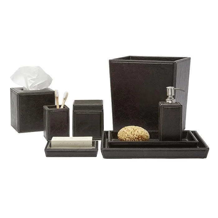 Lorient Charcoal Full Grain Leather Bathroom Accessories