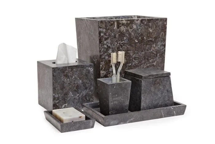 Luxor Black Matte Marble Bath Accessories