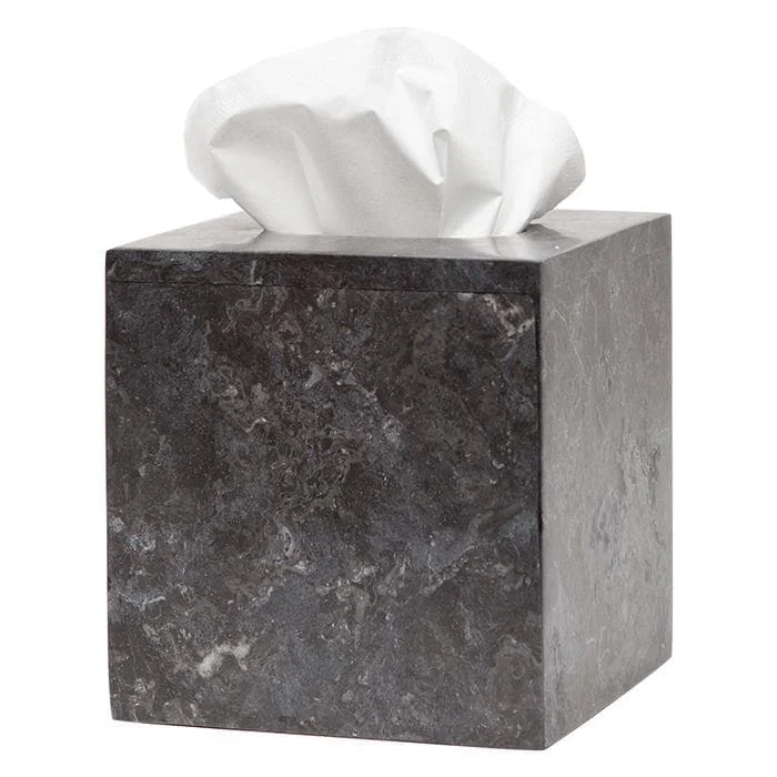 Luxor Black Matte Marble Tissue Box