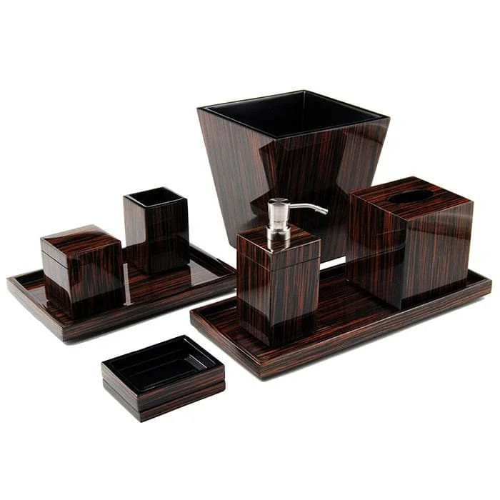 Macassar Ebony Inlay Lacquer Bathroom Accessories