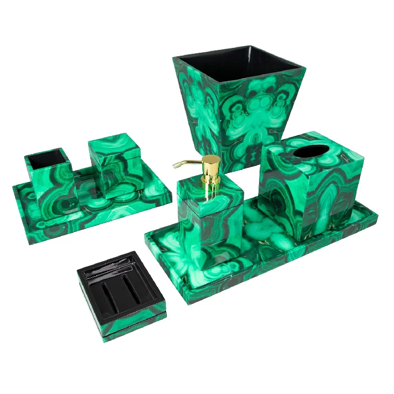 Malachite Fabric Lacquer Bathroom Accessories