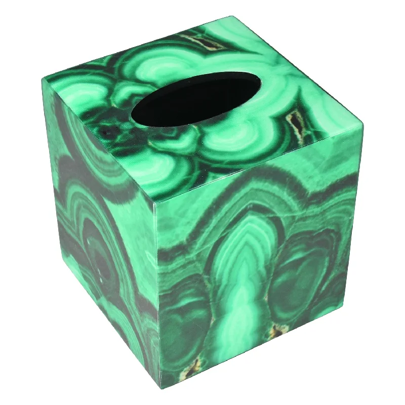 Malachite Fabric Lacquer Tissue Box