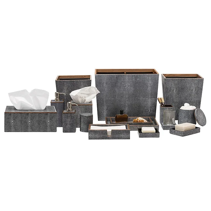 Manchester Faux Shagreen Bathroom Accessories (Cool Gray)