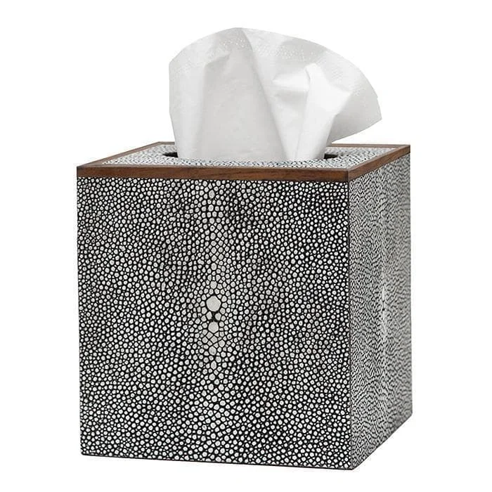 Manchester Faux Shagreen Tissue Box (Cool Gray)