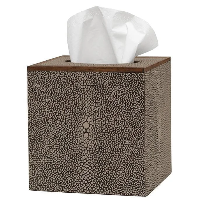 Manchester Faux Shagreen Tissue Box (Dark Mushroom)