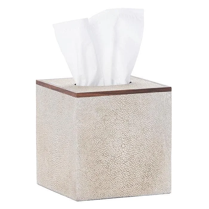 Manchester Faux Shagreen Tissue Box (Warm Silver)