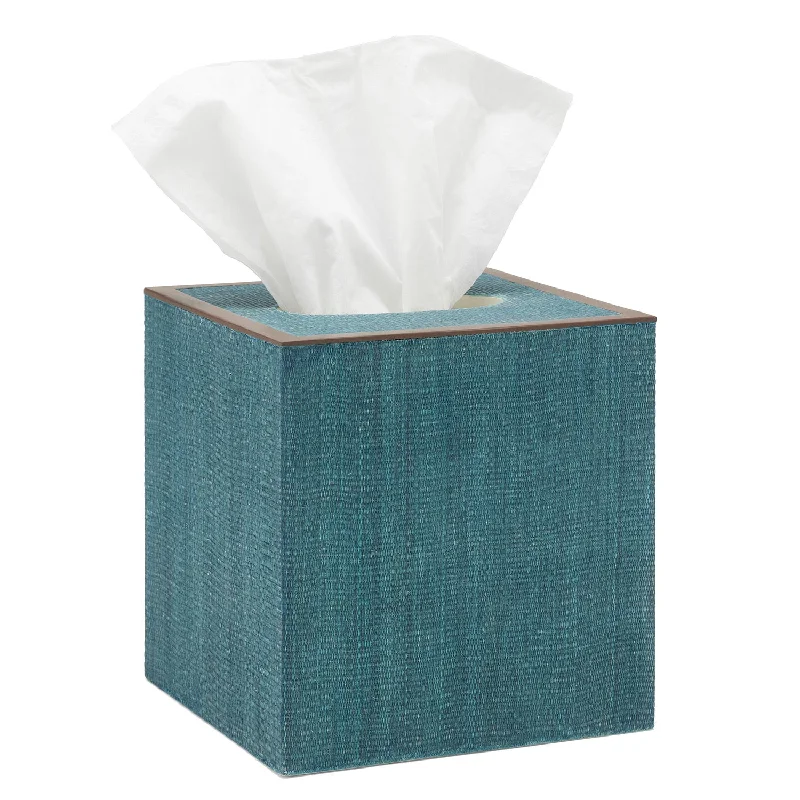 Maranello Abaca Resin Tissue Box Cover (Teal/Brown)