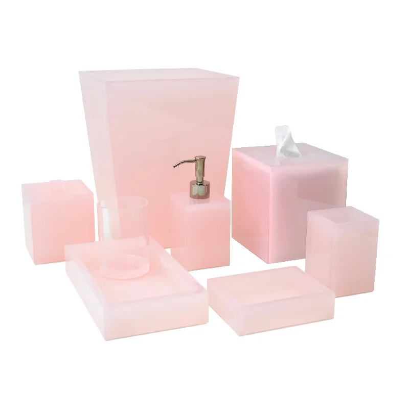 Mike + Ally Rosé Lucite Bathroom Accessories Lucite Bathroom Accessories