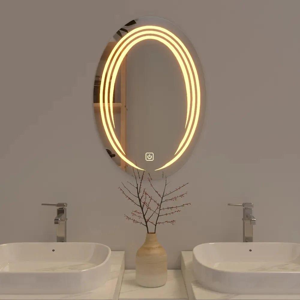 Modern Designed LED Oval Smart Touch Bathroom Wall Mirror