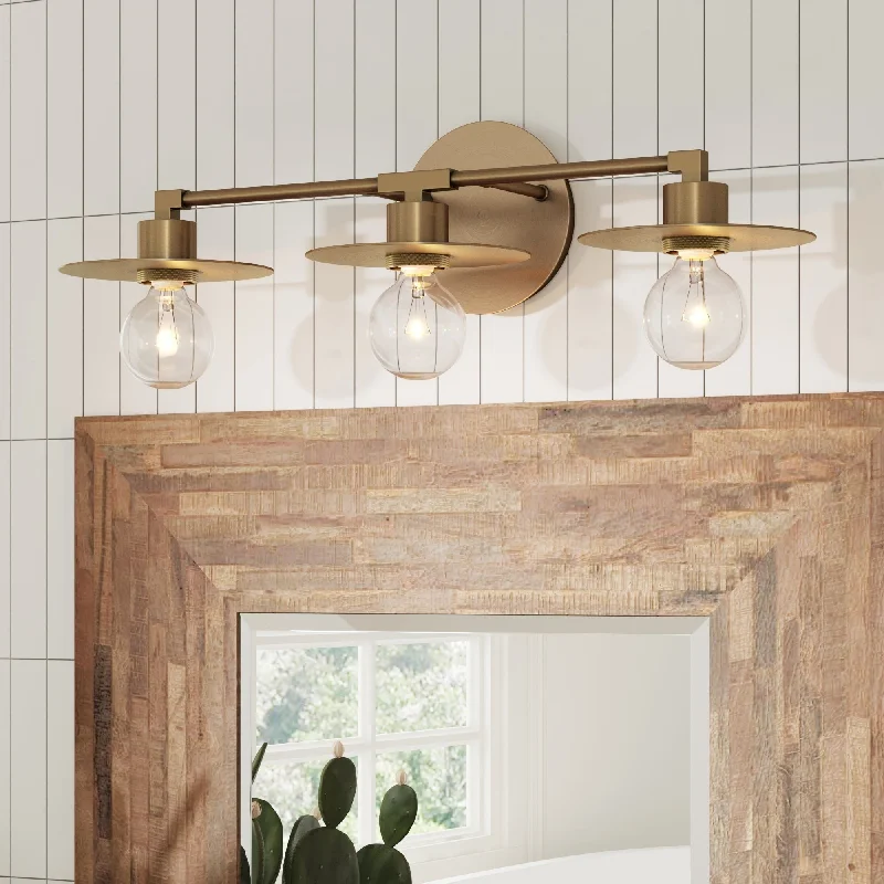 Nathan James Pattinson 3-Lights Bathroom Vanity Light Fixture with Metal Frame and Thin Plate Shade