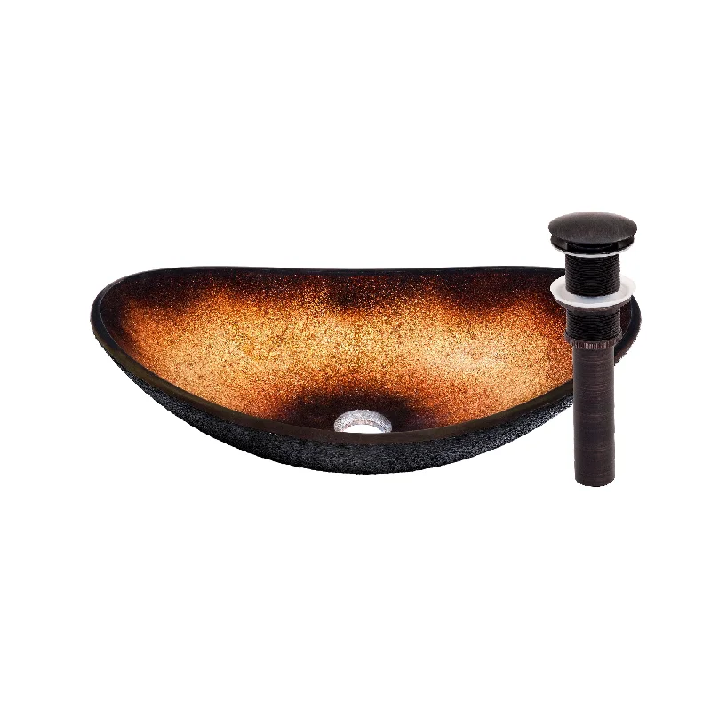 Novatto RENA Glass Vessel Bathroom Sink Pack, Oil Rubbed Bronze