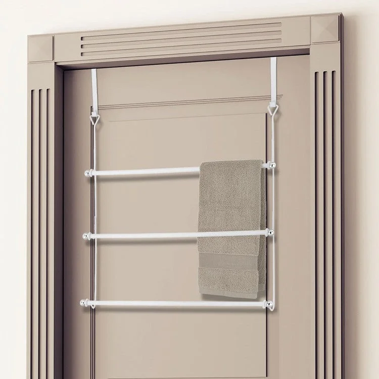 Over-The-Door 3 White Metal Towel Rack