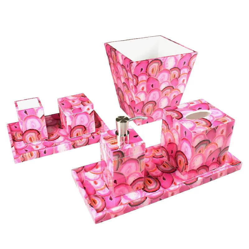 Pink Agate Lacquer Bathroom Accessories