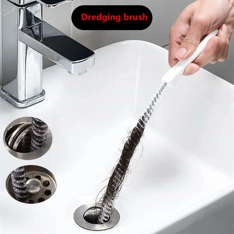 Pipe Dredging Brush 1 Piece for Kitchen and Bathroom Sink (White)