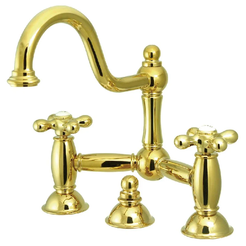 Polished Brass 8" Centerset Bridge Bathroom Sink Faucet w drain KS3912AX