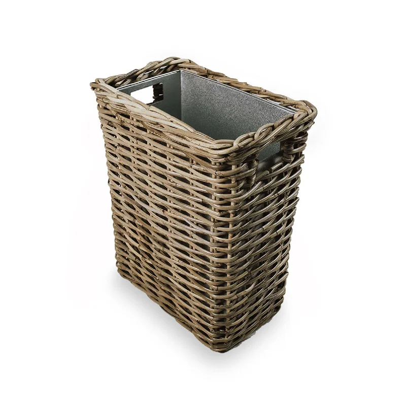 Rectangular Kubu Wicker Waste Basket with Metal Liner