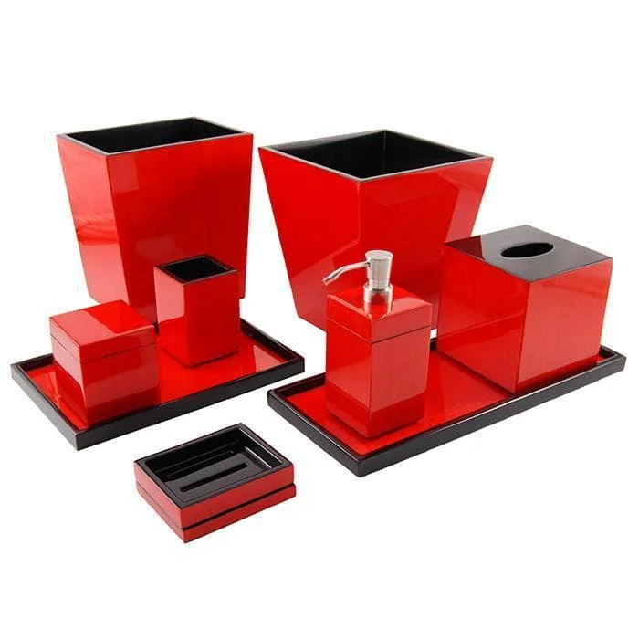 Red Tulipwood Lacquer Bathroom Accessories