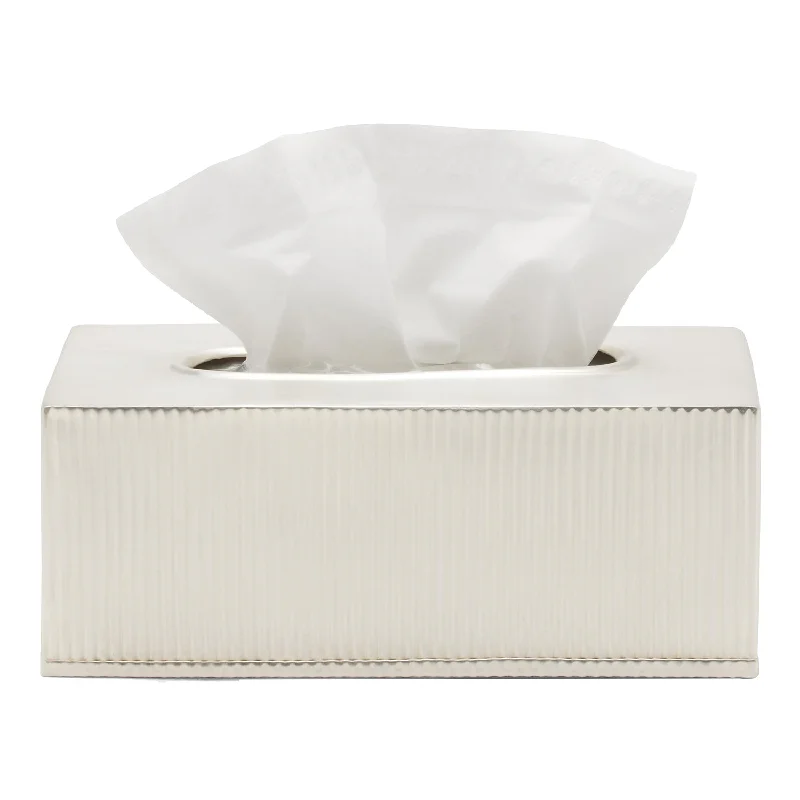 Redon Ribbed Metal Rectangle Tissue Box (Matte Silver)